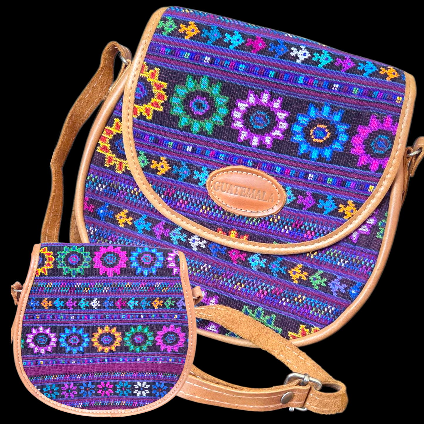 Bags 1/2 moon leather with Guatemala logo