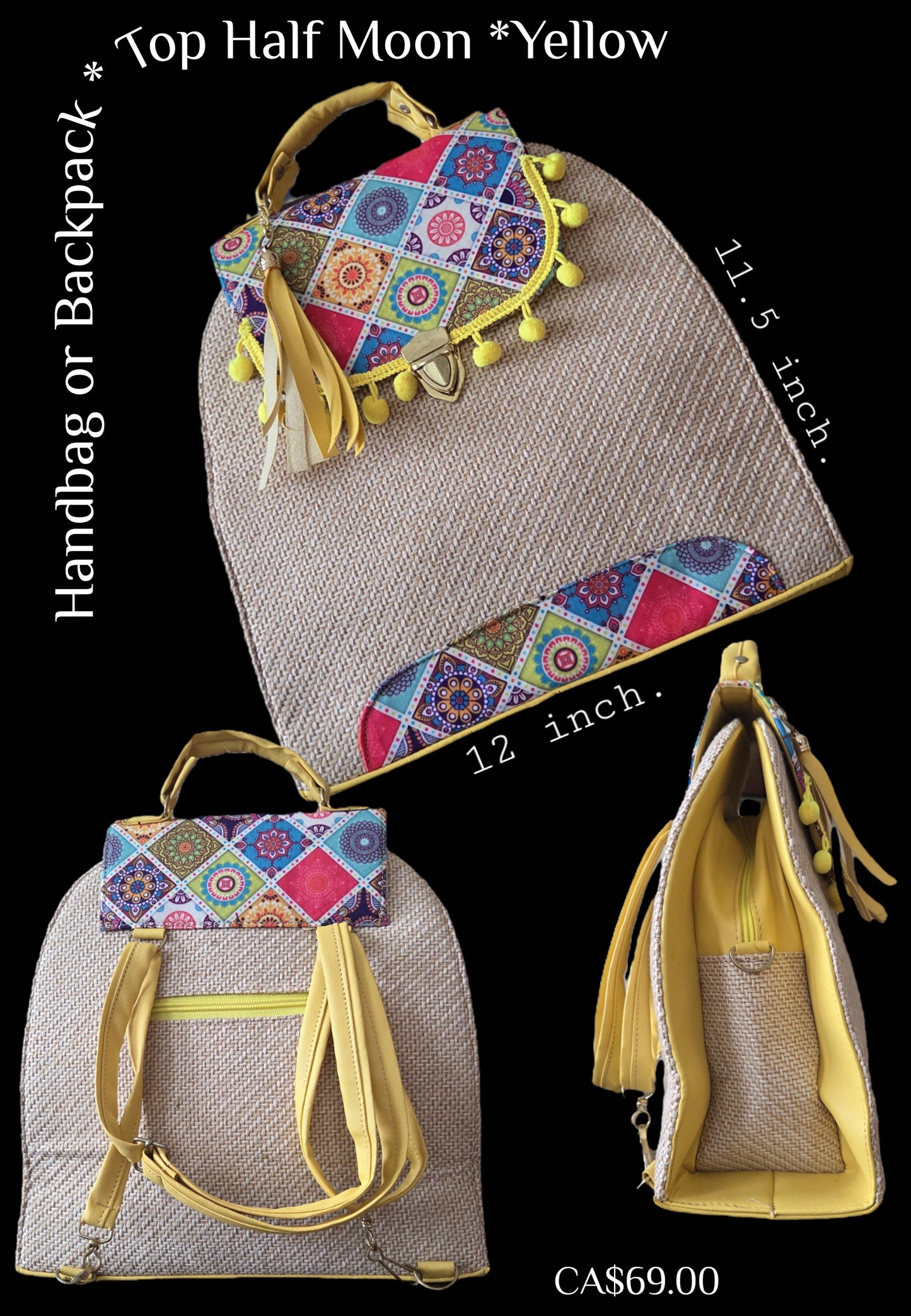 1/2 Moon arriba handbag